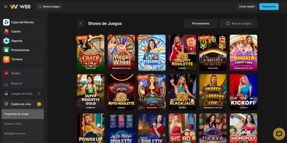 Mesas en vivo del casino W88